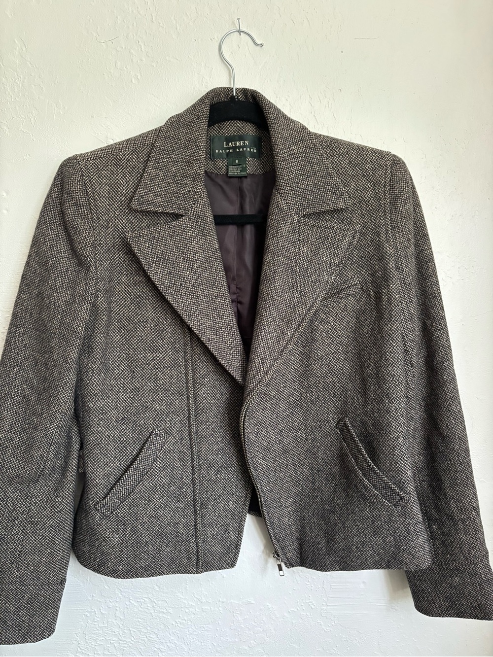 Ralph Lauren Brown Tweed Blazer Jacket